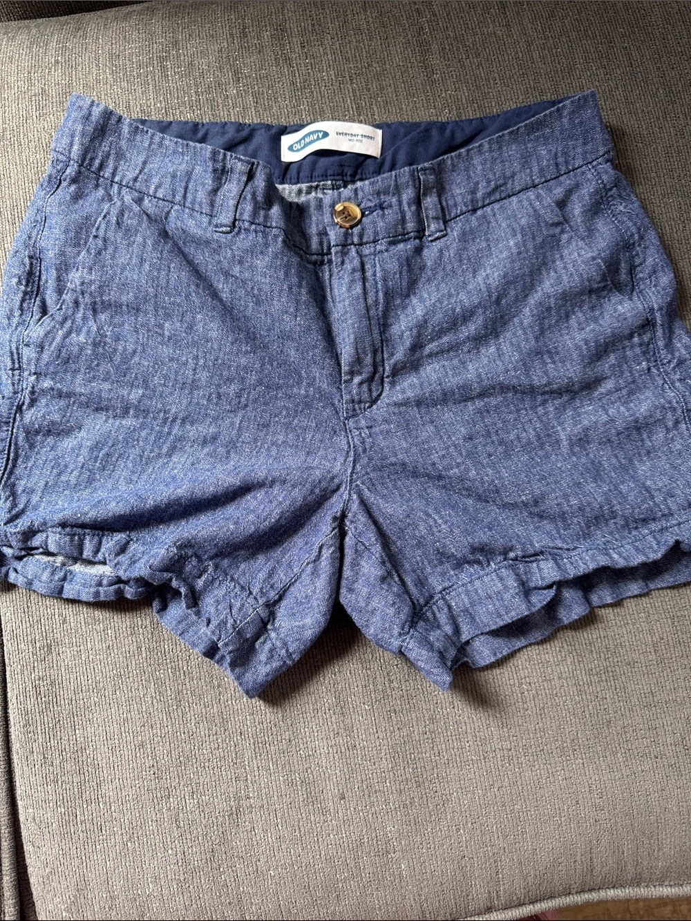 Old Navy Women's Navy Linen-Blend High Waist Shorts